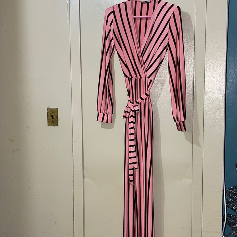 Pink with black stripes jumpsuit